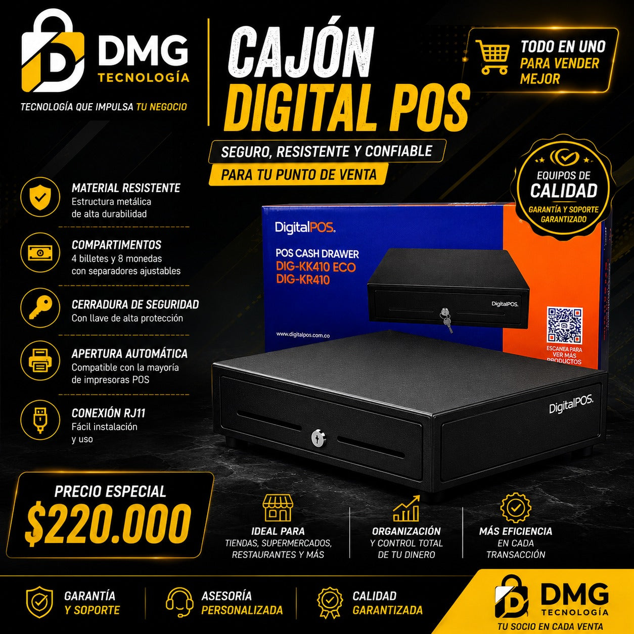 CAJON MONEDERO DIGITAL POS - DIGKR410
