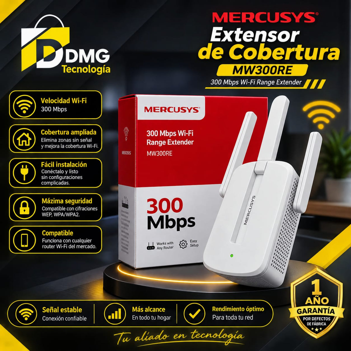 EXTENSOR DE WIFI MERCUSYS MW300RE