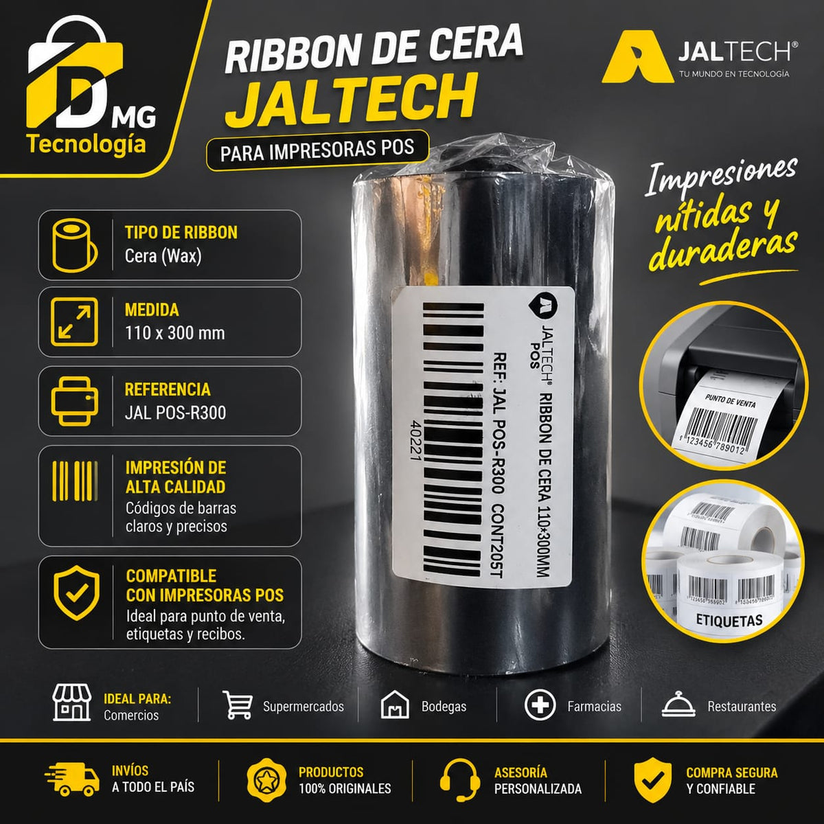 RIBBON DE CERA JAL-POS-R300 110x300mm