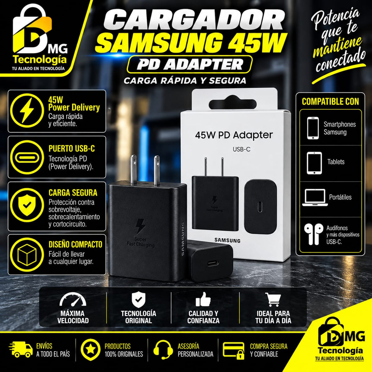 ADAPTADOR DE CORRIENTE SAMSUNG 45W