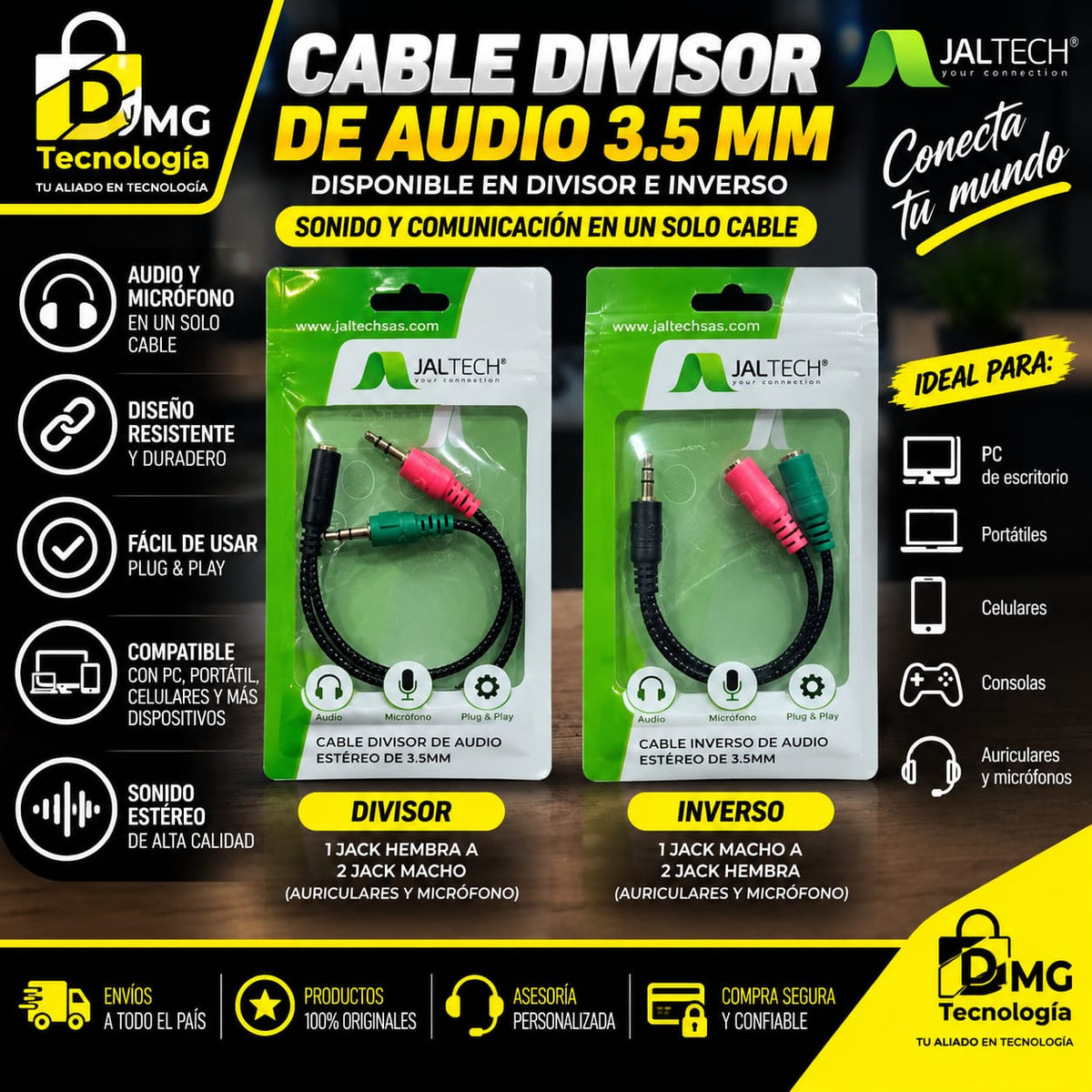 CABLE DIVISOR DE AUDIO 3.5 MM