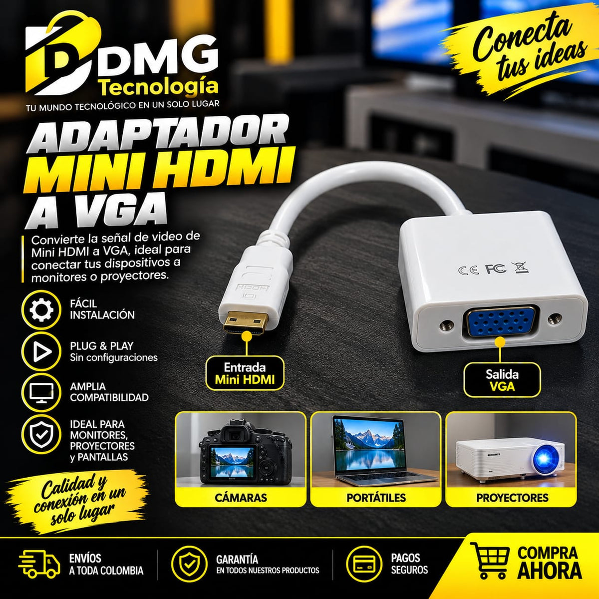 CONVERTIDOR DE MINI HDMI A VGA