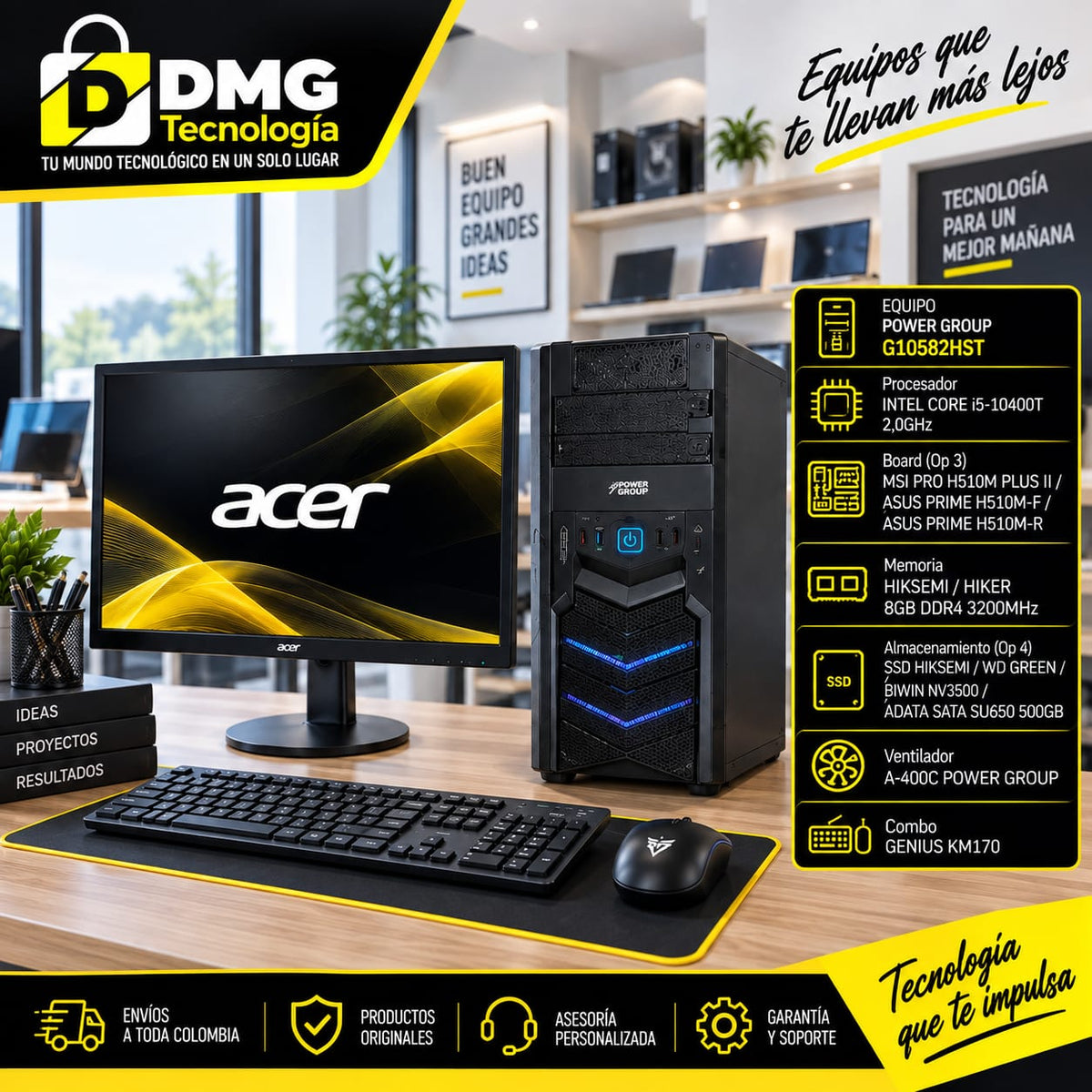 COMPUTADOR DE ESCRITORIO COMPLETO INTEL i5 10400T 8GB RAM Y 256GB SSD