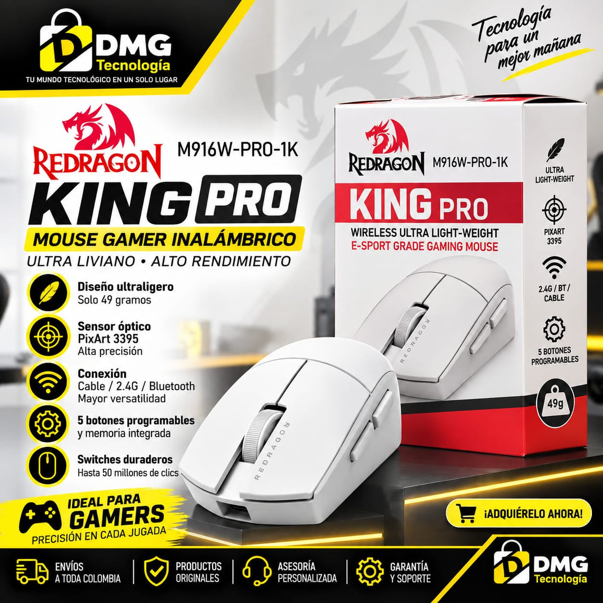 MOUSE REDRAGON KING PRO 1K M919WPRO
