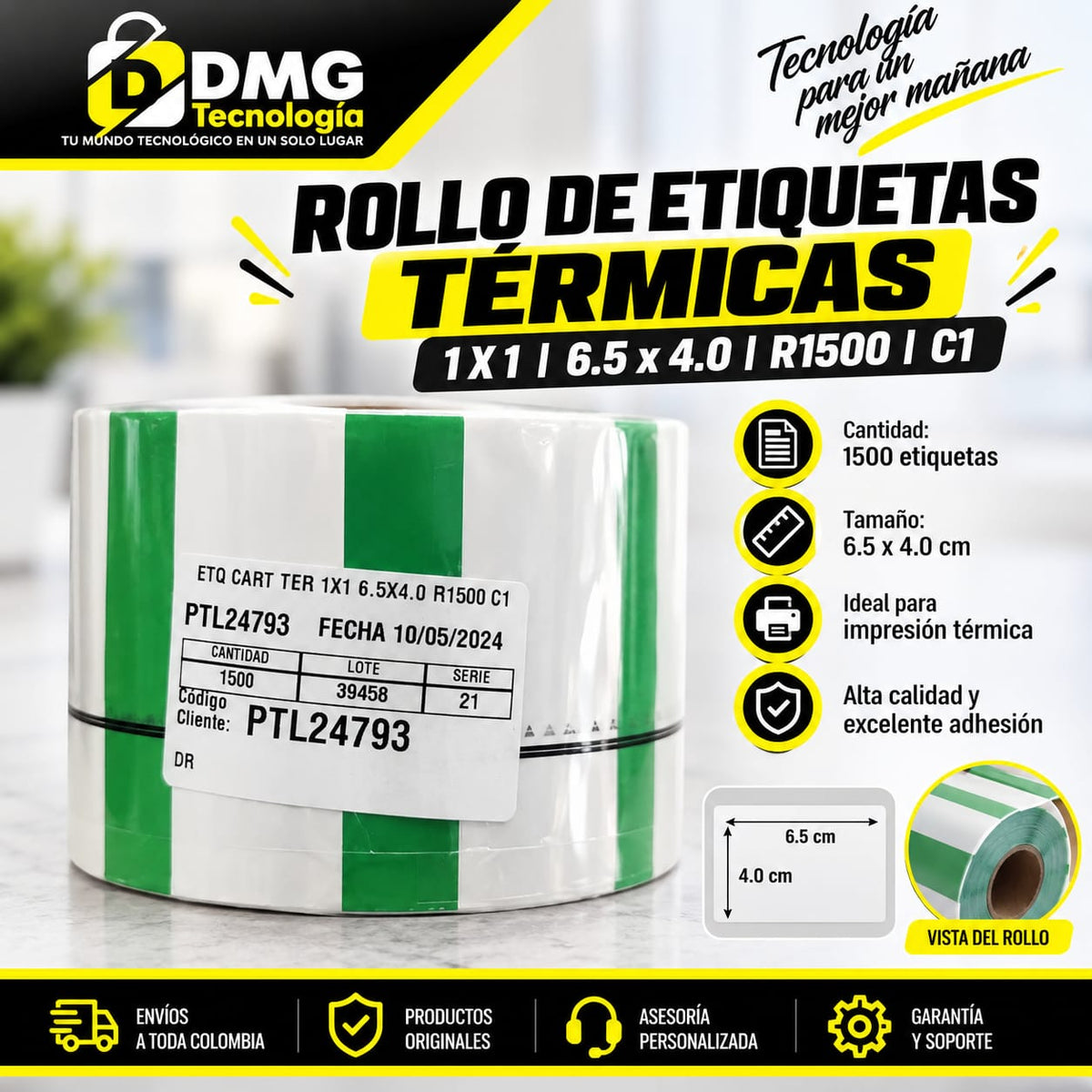 ROLLO DE ETIQUETAS TERMICAS CARTON