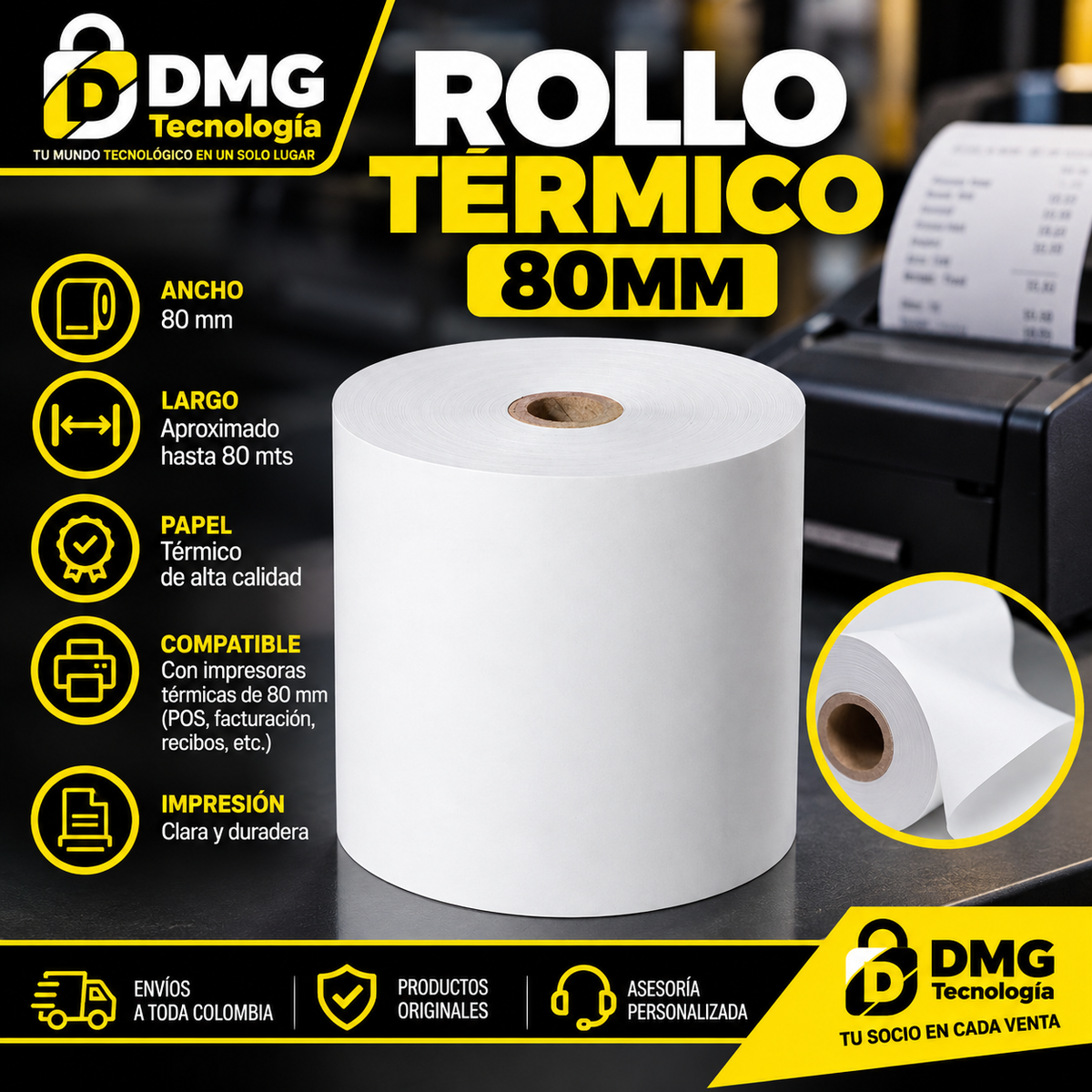 ROLLO IMPRESORA TERMICA 80MM