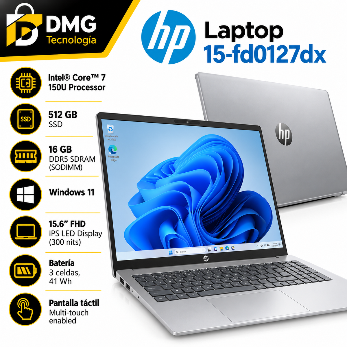PORTATIL HP INTEL CORE i7 150U 16GB/512GB SSD 15.6"