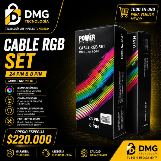 SET DE CABLES RGB GAMER POWERGROUP RC-01 - 14 PIN & 8 PIN