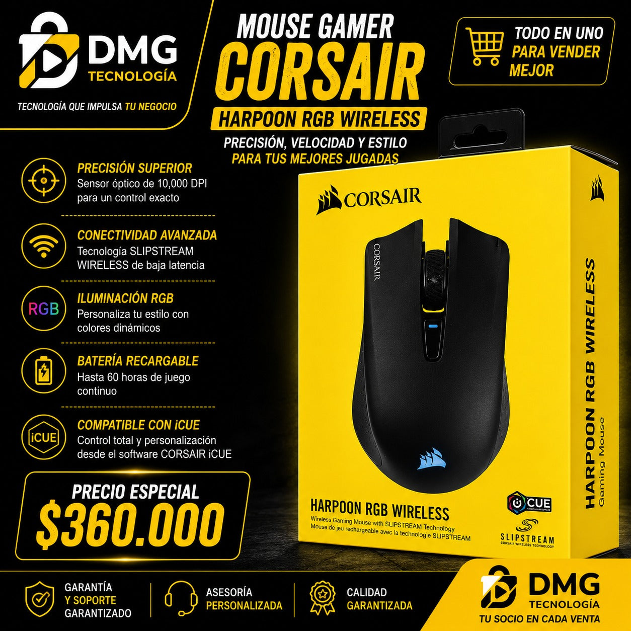 MOUSE GAMER CORSAIR HARPOON INALAMBRICO RGB