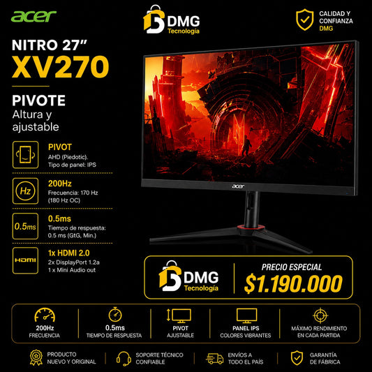 MONITOR GAMER ACER NITRO X270 - 27 PULGADAS