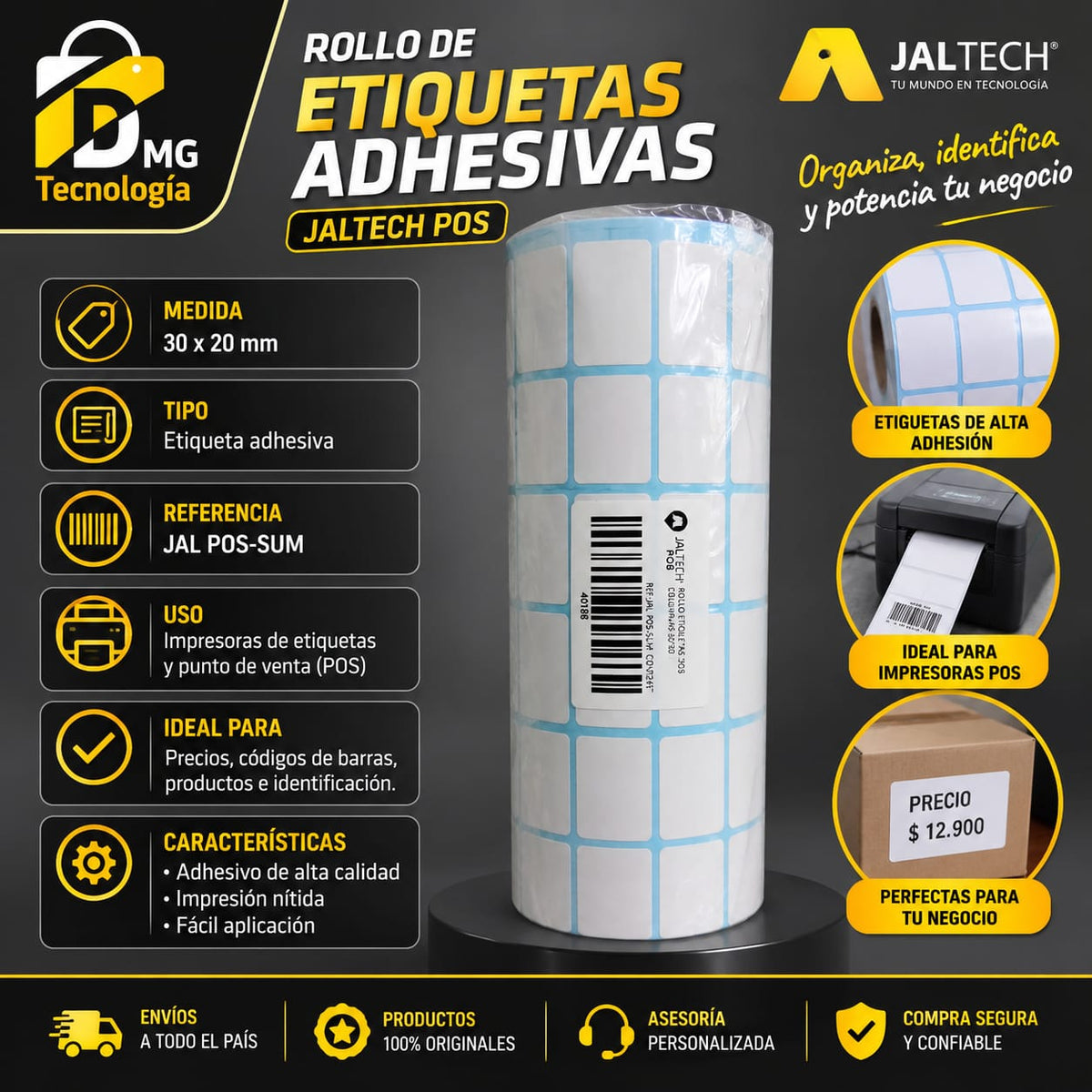 ROLLO ETIQUETAS ADHESIVAS 30X20