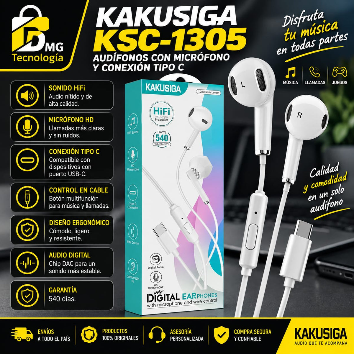 AUDIFONOS TIPO C KAKUSIGA KSC-1305