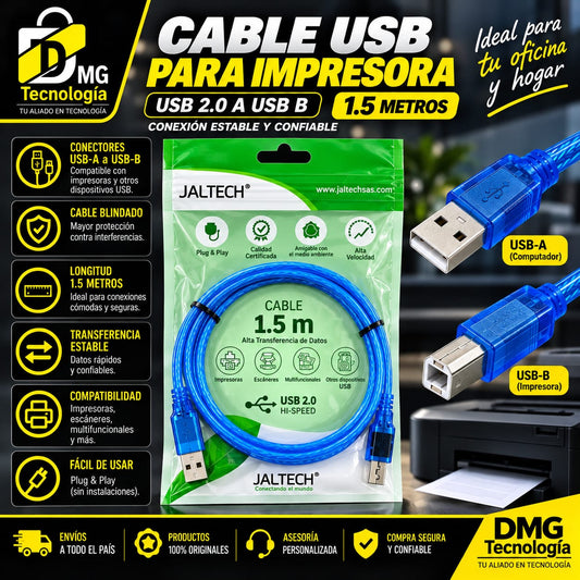 CABLE BLINDADO USB IMPRESORA 1.5MTS