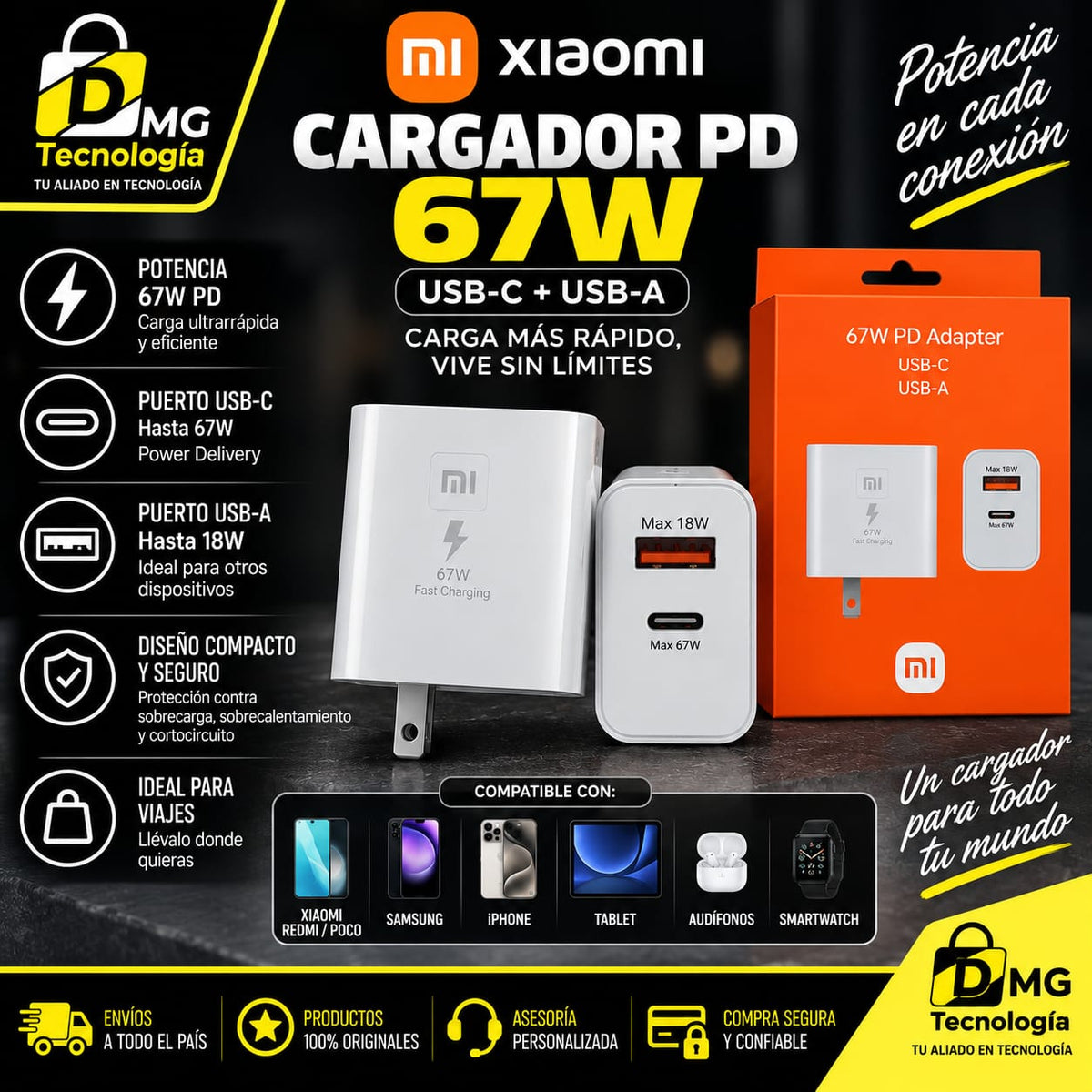 CARGADOR PARA CELULAR 67W