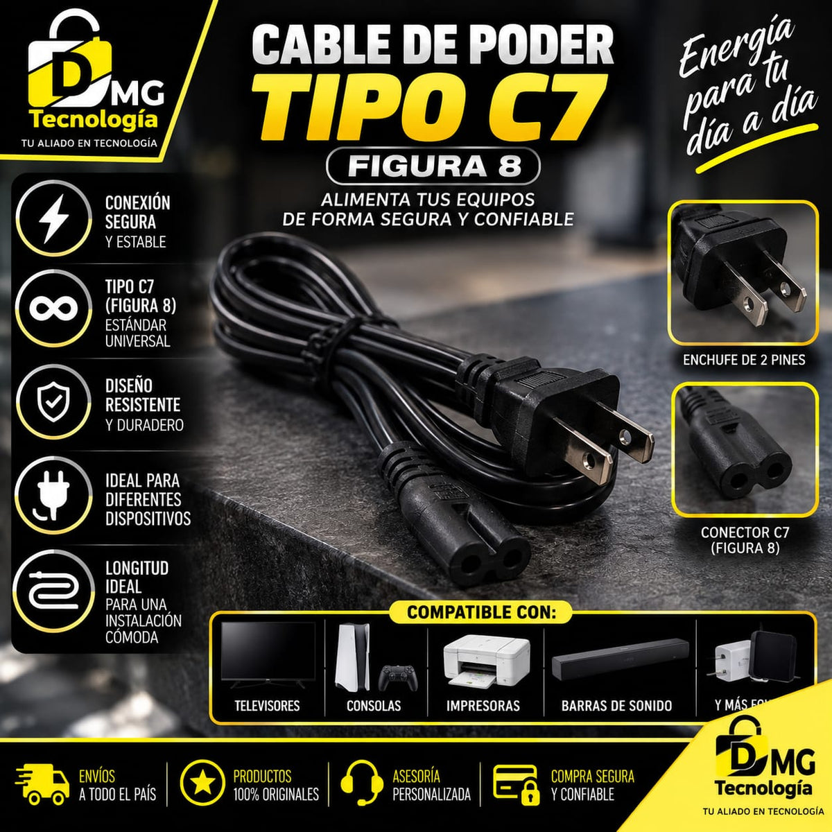 CABLE DE PODER TIPO GRABADORA