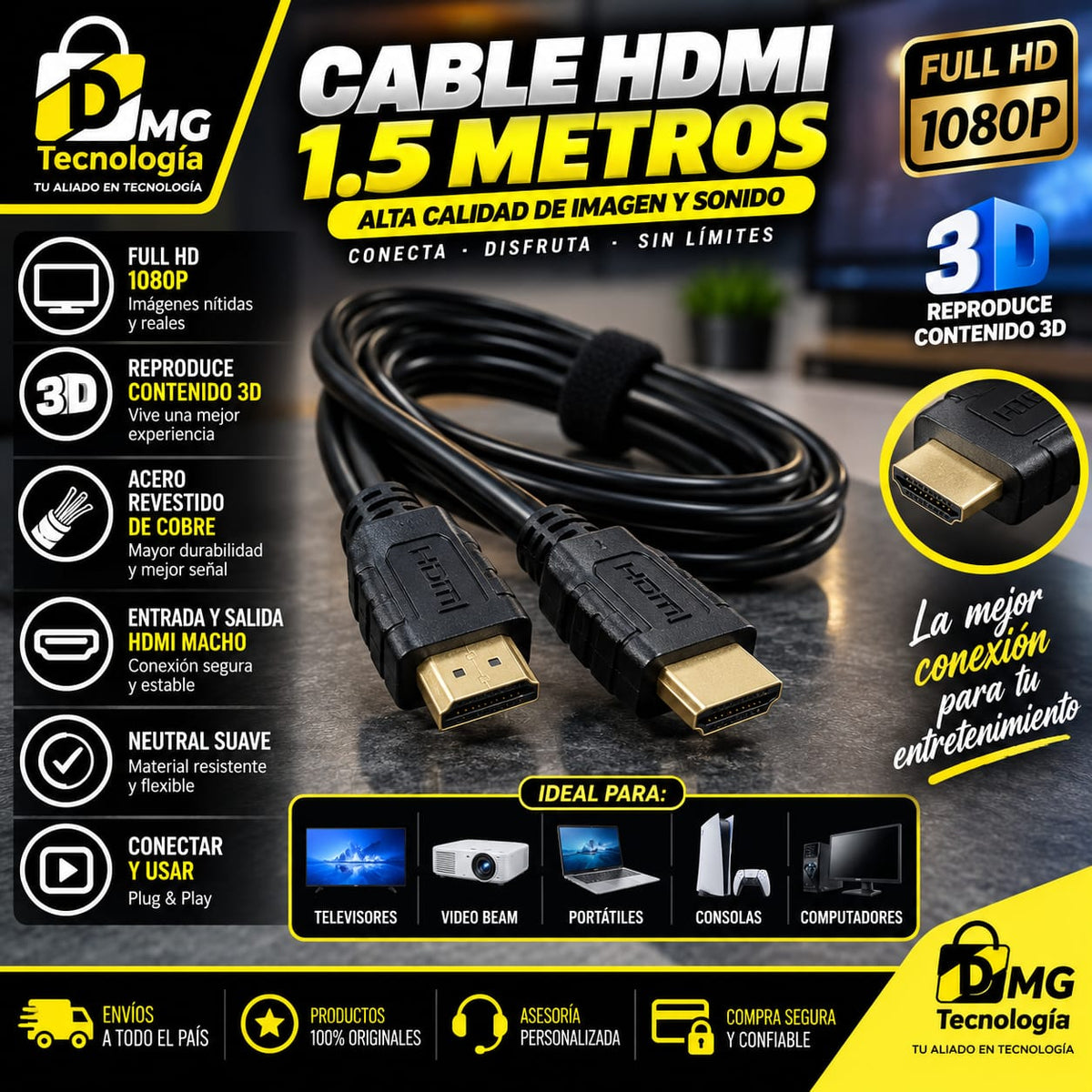 CABLE HDMI 1.5 MTS