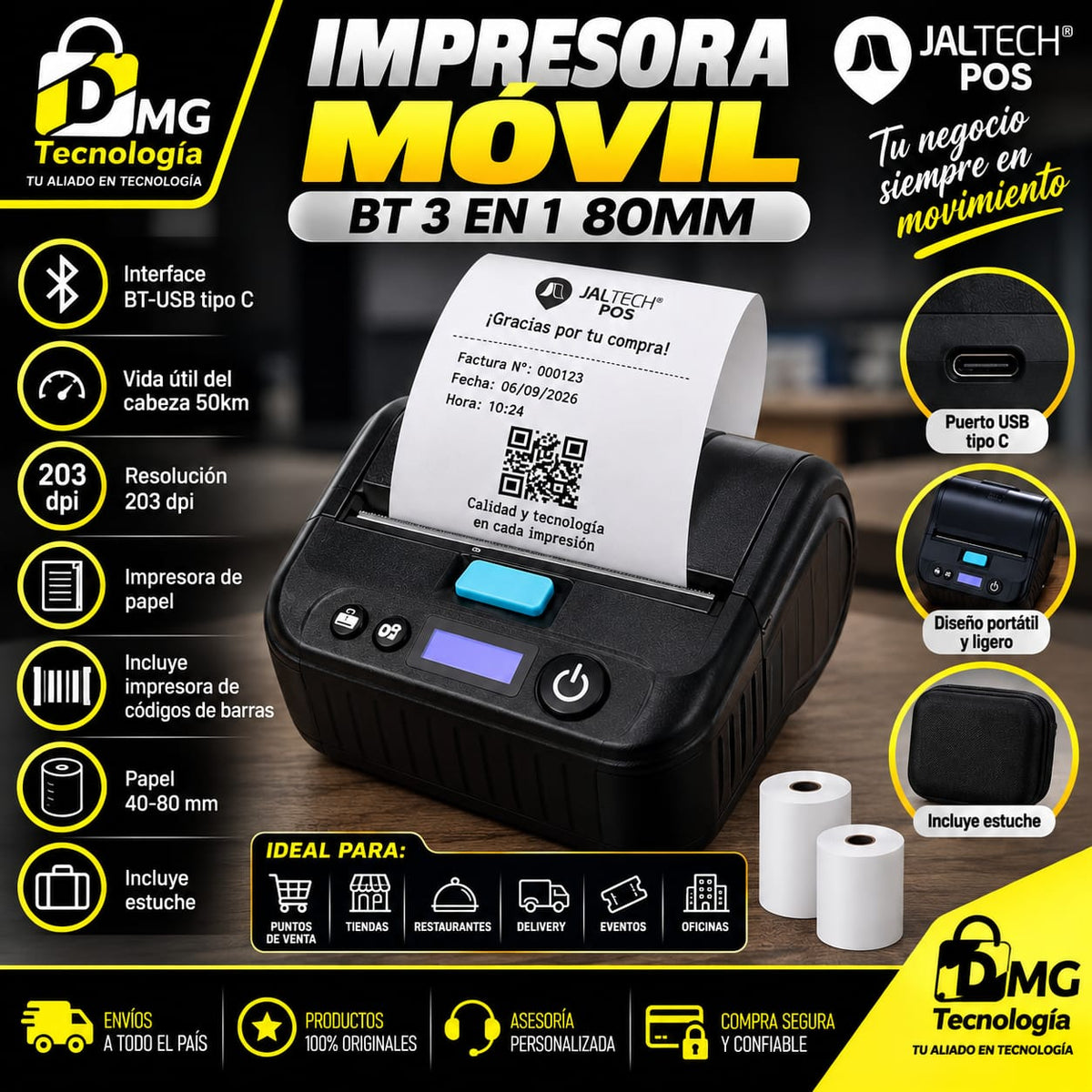 IMPRESORA 3 EN 1 MOVIL JALTECH POS BT