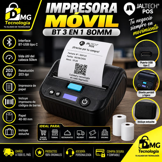 IMPRESORA 3 EN 1 MOVIL JALTECH POS BT
