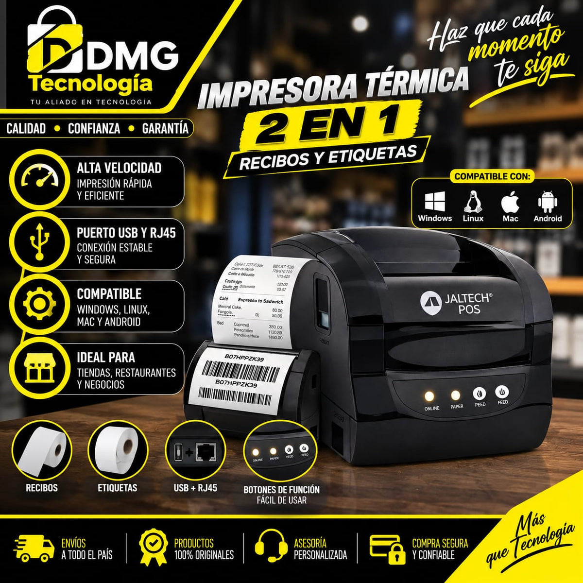 IMPRESORA TERMICA 2 EN 1 - JALTECH POS
