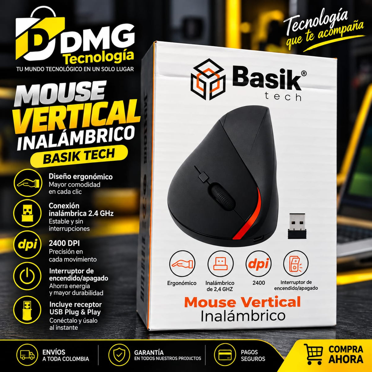 MOUSE VERTICAL INALAMBRICO BSK-VER
