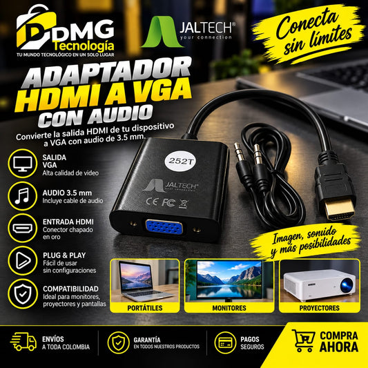 CONVERTIDOR HDMI A VGA CON AUDIO