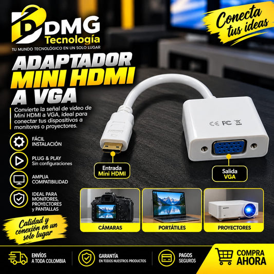 CONVERTIDOR DE MINI HDMI A VGA