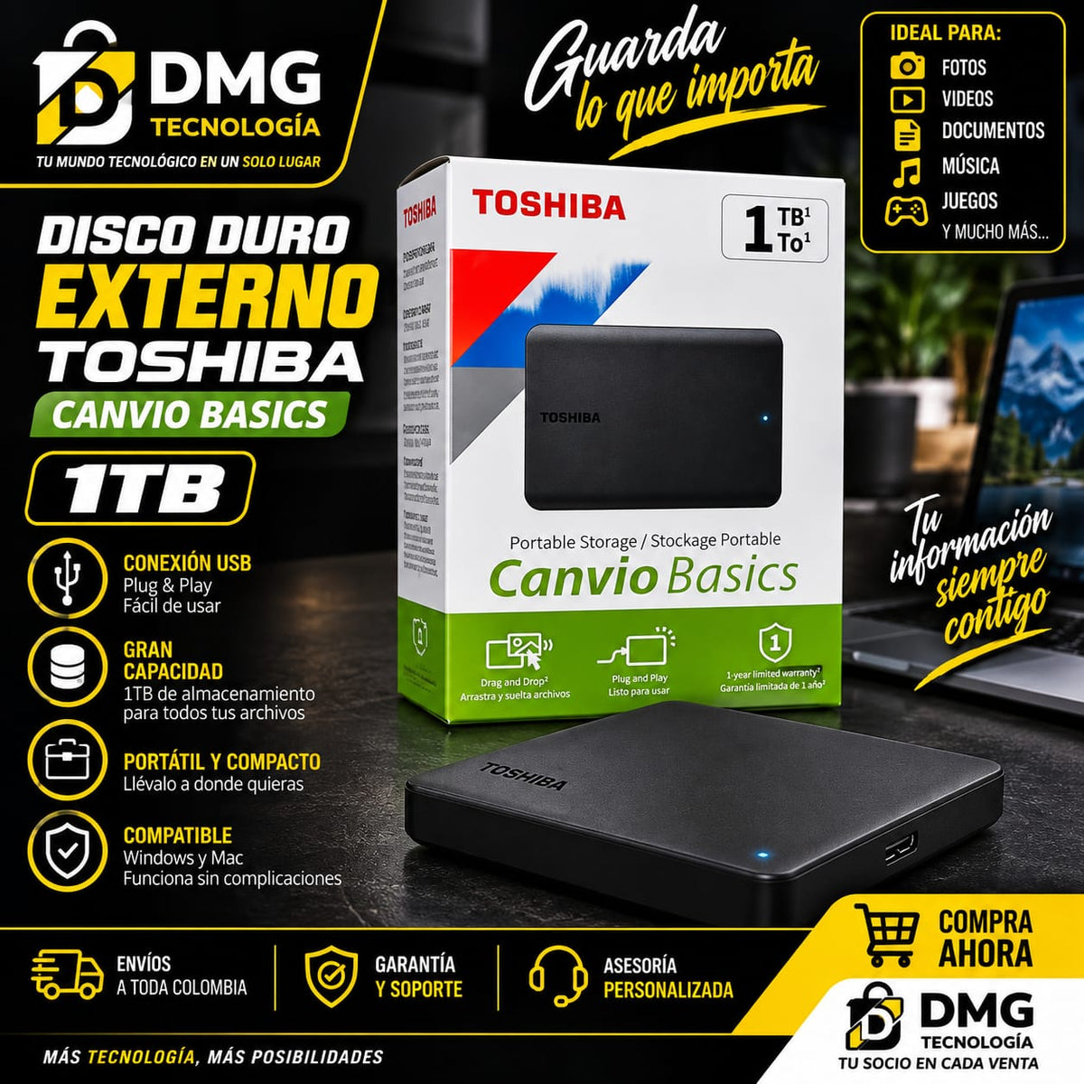 DISCO DURO EXTERNO 1TB TOSHIBA