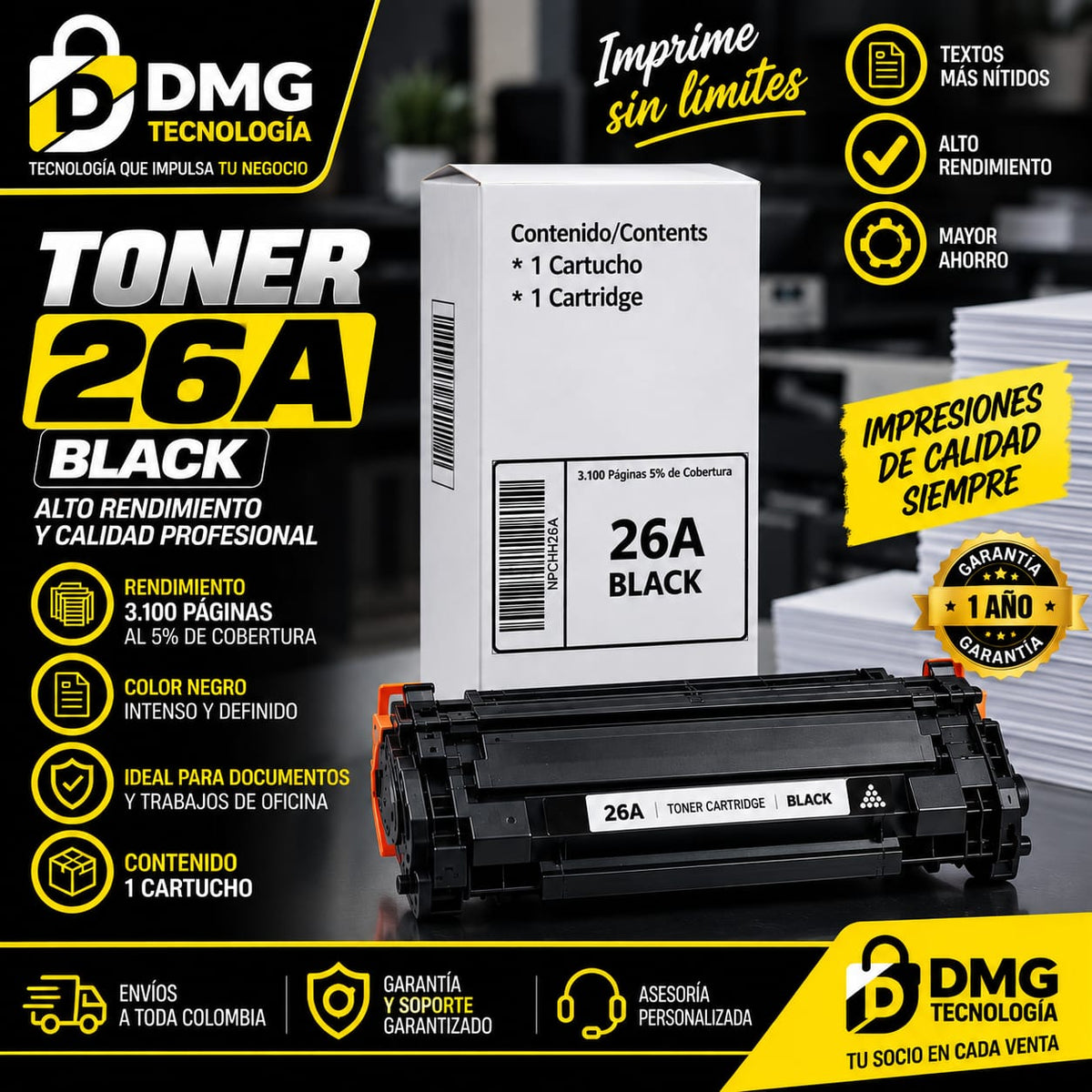 TONER GENERICO 26A BLACK