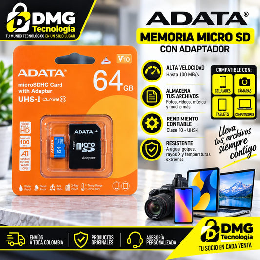 MEMORIA MICRO SD 64DB ADATA UHS-I CLASS10