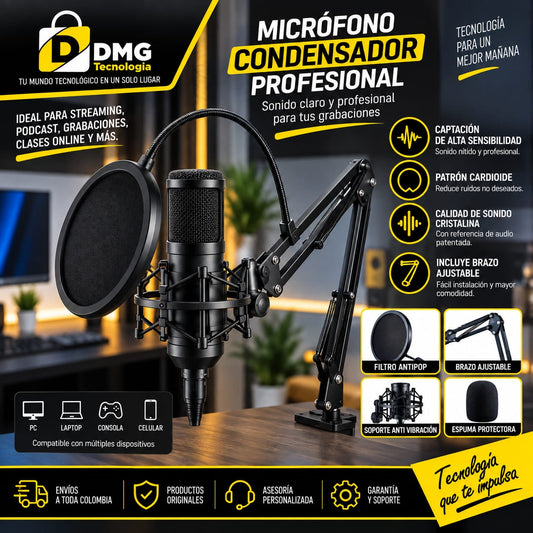 MICROFONO  CONDENSER PROFESIONAL CON BRAZO