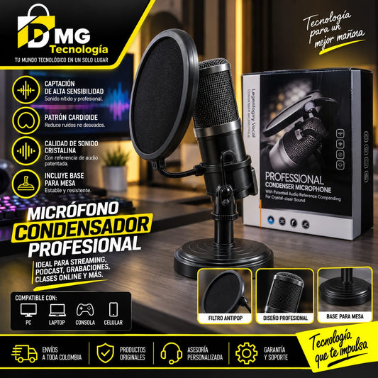 MICROFONO CONDERSER PROFESIONAL BASE PARA MESA