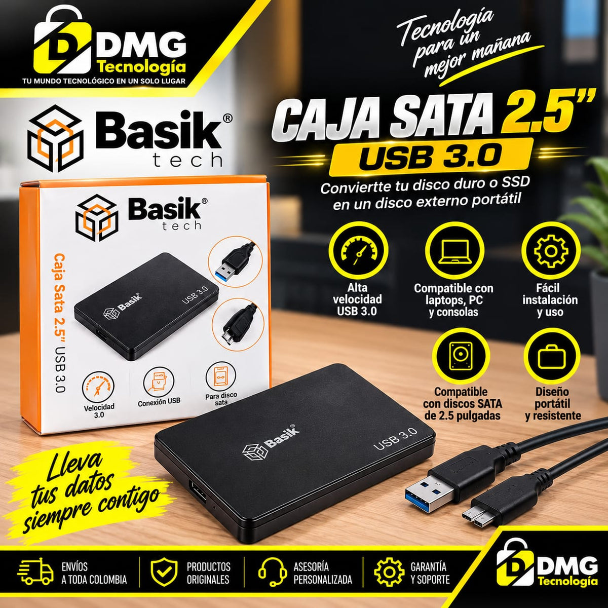 CAJA SATA 2.5" USB 3.0 BASIK TECH