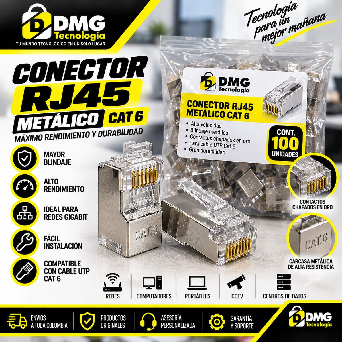 CONECTOR RJ45 METALICO CAT 6